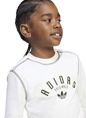 adidas Düz Beyaz - Siyah Erkek Çocuk Eşofman Takımı JX5261 CREW SET