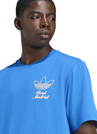 adidas JM2123 REAL ICON GR TE Mavi Bisiklet Yaka Bol Kesim Baskılı Erkek T-Shirt