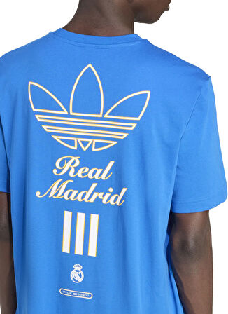 adidas JM2123 REAL ICON GR TE Mavi Bisiklet Yaka Bol Kesim Baskılı Erkek T-Shirt