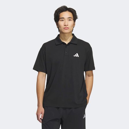 adidas Essentials Plus Bol Kesim Küçük Logolu Kısa Kollu Erkek Siyah Polo T-Shirt
