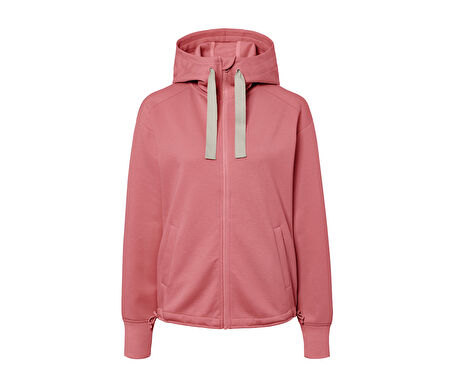 Kadın Kapüşonlu Sweat Ceket, Gül Kurusu - S