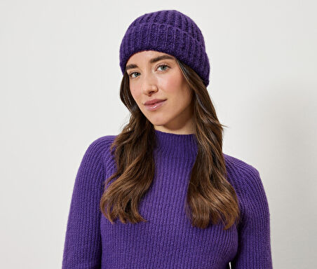 Kadın Örgü Bere, Lila