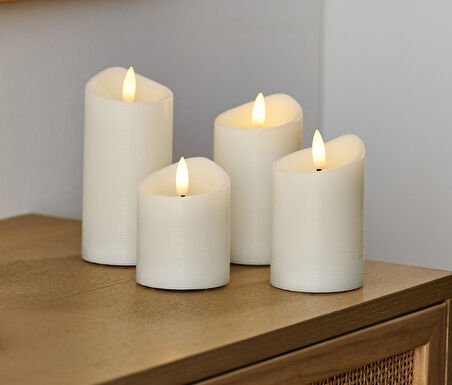 LED’li Gerçek Mum, 4lü, Krem Rengi