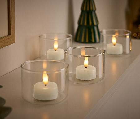 LED’li Gerçek Tealight Mum, 4lü, Beyaz