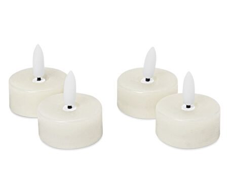 LED’li Gerçek Tealight Mum, 4lü, Beyaz
