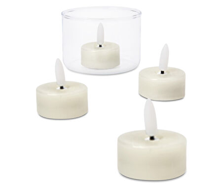 LED’li Gerçek Tealight Mum, 4lü, Beyaz