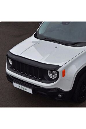 Jeep Renegade Ön Kaput Koruma Rüzgarlığı 3mm Akrilik (Abs) Parlak Siyah Deflektör 2015->