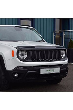 Jeep Renegade Ön Kaput Koruma Rüzgarlığı 3mm Akrilik (Abs) Parlak Siyah Deflektör 2015->