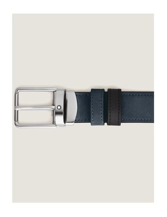 Montblanc Everyday Tokalı Kadife Mavi - Siyah 30 mm Çift Taraflı Deri Kemer 221005