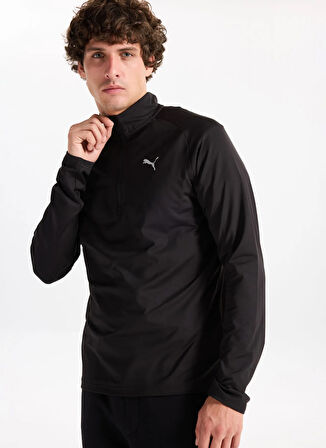 Puma 68952201 TRAINING 1/4 Zip PUMA Blac Siyah Regular Fit Düz Erkek Gömlek