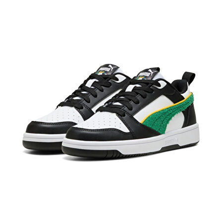 Puma Rebound V6 Lo Super Puma Jr-White-Green-Black Çocuk Ayakkabı-Beyaz