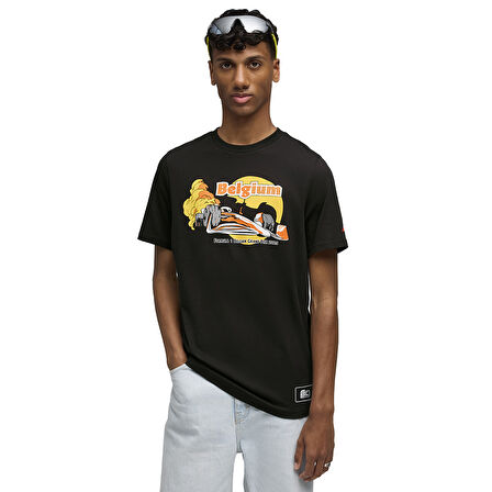 F1 Belgium Erkek Siyah Günlük Stil T-Shirt 63023001