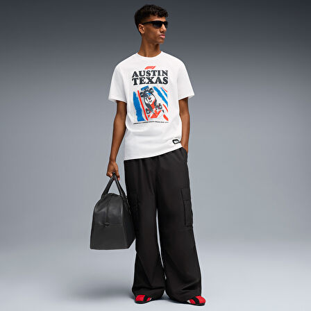 F1 Austin Unisex Beyaz Günlük Stil T-Shirt 63023401