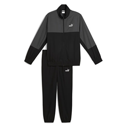 Woven Colorblock Erkek Siyah Günlük Stil Eşofman Takımı 68817301