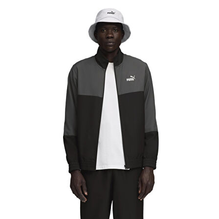 Woven Colorblock Erkek Siyah Günlük Stil Eşofman Takımı 68817301