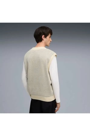 Knit Vest Krem Erkek Yelek