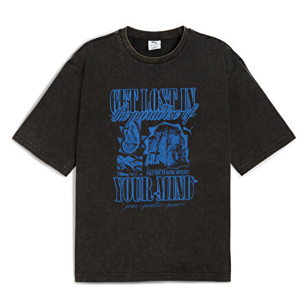 Graphic Tee Erkek Siyah Günlük Stil T-Shirt 63211501