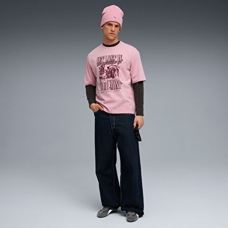 Graphic Tee Erkek Pembe Günlük Stil T-Shirt 63211565