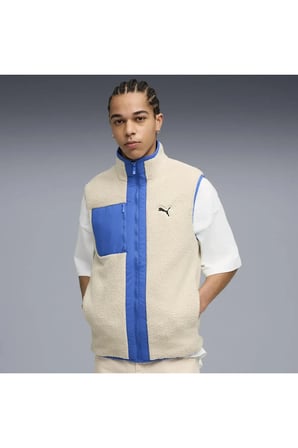 Reversible Sherpa Vest Krem Erkek Yelek