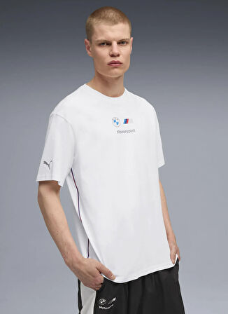 Puma 63305502 BMW MMS ESS+ Logo Tee II P Beyaz Yuvarlak Yaka Regular Fit Düz Erkek T-Shirt