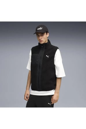 Reversible Sherpa Vest Siyah Erkek Yelek