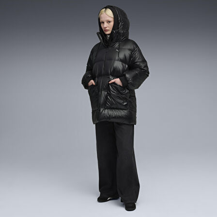 Style Hooded Down Kadın Siyah Günlük Stil Mont 68838901