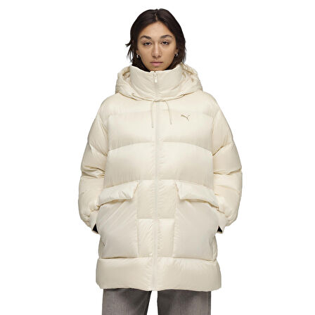 Style Hooded Down Kadın Bej Günlük Stil Mont 68838987