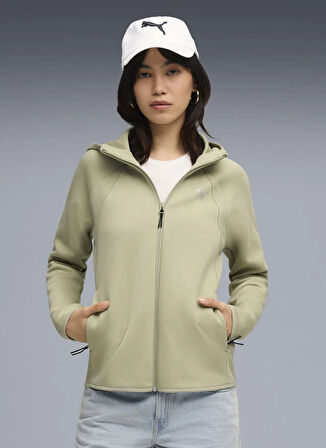 Puma 68814182 EVOSTRIPE Full-Zip Hoodie Yeşil Regular Fit Düz Kadın Zip Ceket