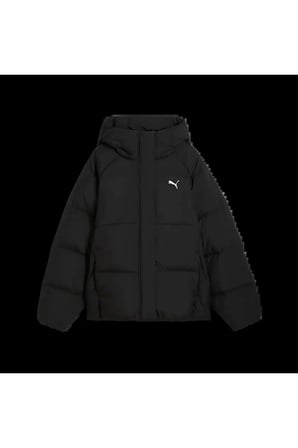 Hooded Down Puffer Jacket Siyah Kadın Kapüşonlu Kaz Tüyü Mont