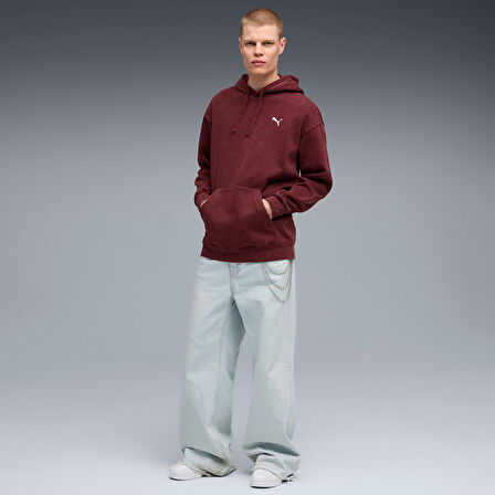 Ess Elevated Wash Hoodie Erkek Bordo Günlük Stil Sweatshirt 68804996