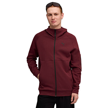 Tech Full-Zip Hoodie Erkek Bordo Günlük Stil Sweatshirt 68804596