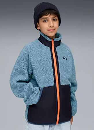 Puma Düz Mavi Erkek Çocuk Polar Üst 68840534-Hybrid Sherpa Jacket Cool