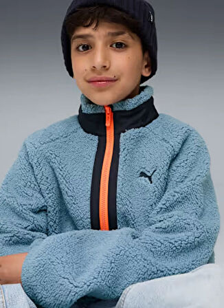 Puma Düz Mavi Erkek Çocuk Polar Üst 68840534-Hybrid Sherpa Jacket Cool