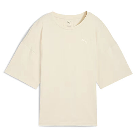 Her Oversized Kadın Bej Günlük Stil T-Shirt 68814887