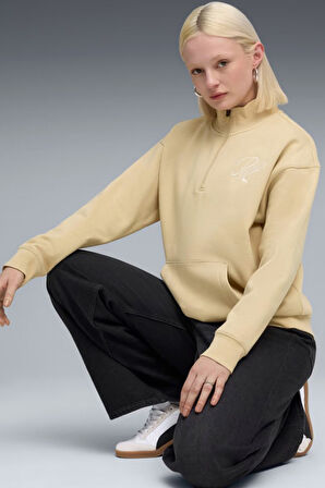 Puma Ess Scrıpt Half-Zip Crew Kadın Sweatshirt