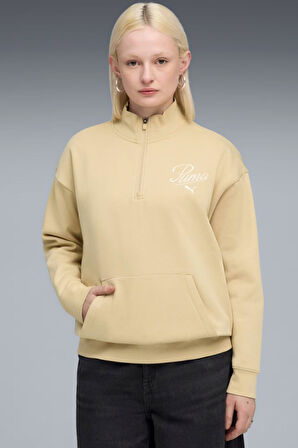 Puma Ess Scrıpt Half-Zip Crew Kadın Sweatshirt