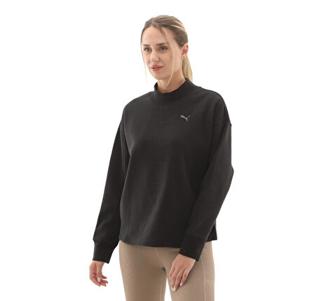 688152-01 Puma Her Relaxed Crew Fl Kadın Sweatshirt Siyah