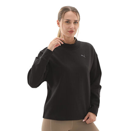 688152-01 Puma Her Relaxed Crew Fl Kadın Sweatshirt Siyah