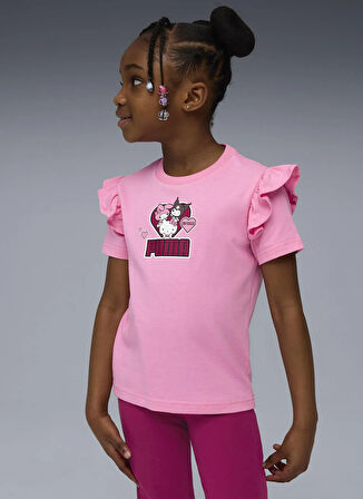Puma Düz Pembe Kız Çocuk T-Shirt 63238633-PUMA X HELLO KITTY & FRIEN