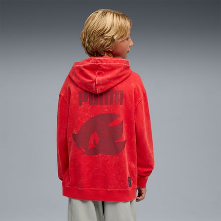 Puma x Sonic Relaxed Graphic Erkek Çocuk Kırmızı Kapüşonlu Sweatshirt