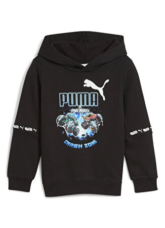 Puma Baskılı Erkek Çocuk Siyah Sweatshırt 63239601-PUMA X HOT WHEELS Graphic