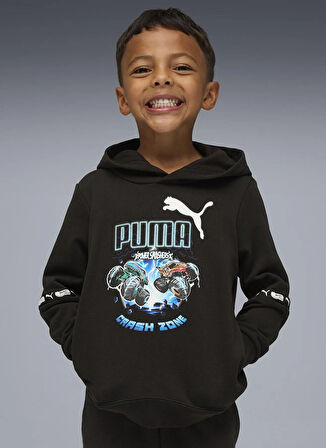 Puma Baskılı Erkek Çocuk Siyah Sweatshırt 63239601-PUMA X HOT WHEELS Graphic