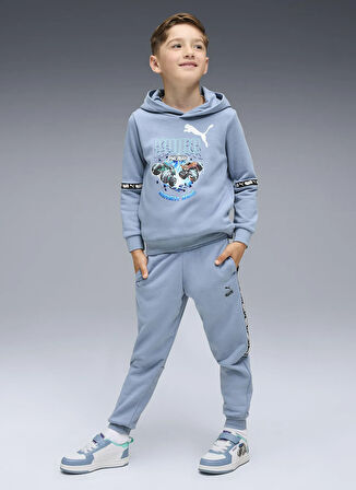 Puma Baskılı Erkek Çocuk Mavi Sweatshırt 63239634-PUMA X HOT WHEELS Graphic