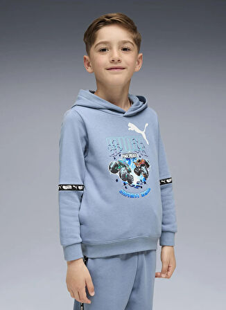Puma Baskılı Erkek Çocuk Mavi Sweatshırt 63239634-PUMA X HOT WHEELS Graphic