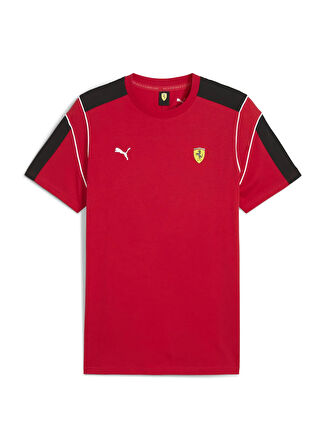 Puma 63276602 Ferrari MT7 Tee Rosso Cors Kırmızı Yuvarlak Yaka Regular Fit Düz Erkek T-Shirt