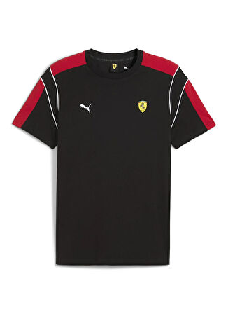 Puma 63276601 Ferrari MT7 Tee PUMA Black Siyah Yuvarlak Yaka Regular Fit Düz Erkek T-Shirt