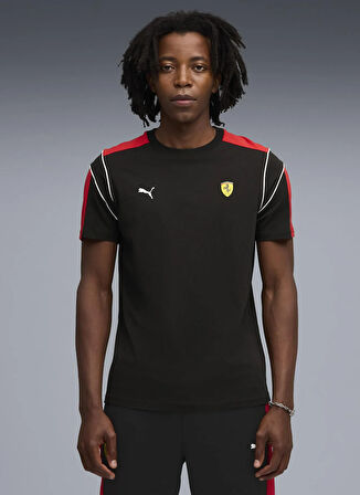 Puma 63276601 Ferrari MT7 Tee PUMA Black Siyah Yuvarlak Yaka Regular Fit Düz Erkek T-Shirt