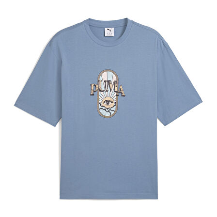 Graphic Tee Erkek Mavi Günlük Stil T-Shirt 63211834