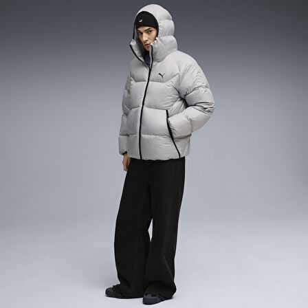 Hooded Down Puffer Erkek Gri Günlük Stil Mont 68838263