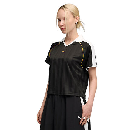 632157-01 Puma T7 Relaxed Football Jersey Kadın T-Shirt Siyah